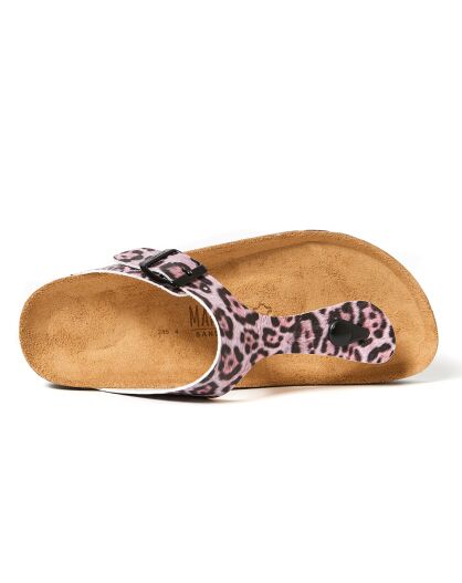 Sandales en Cuir Blanca léopard rose